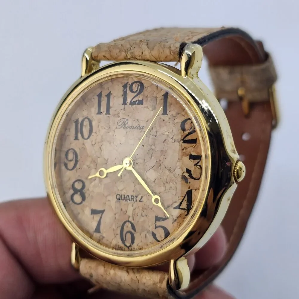 VTG Ronica Women's Watch 44MM‎ Brown Dial Brown Leather Band Straps New Battery